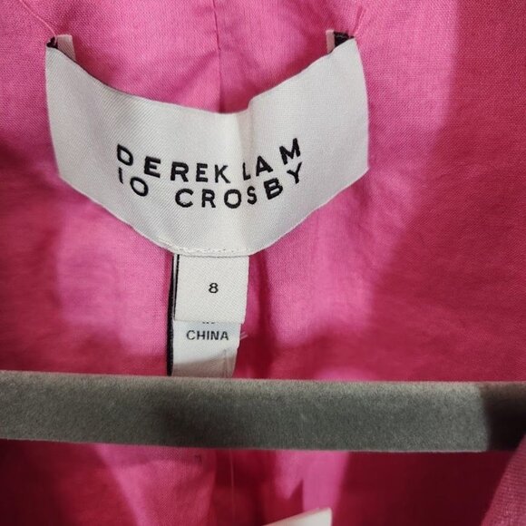 DEREK LAM 10 CROSBY Courtney cropped cotton-blend blazer - Bright Pink - Size 8 - Picture 5 of 11